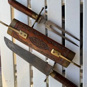 Vintage Wooden Handled Carving Set